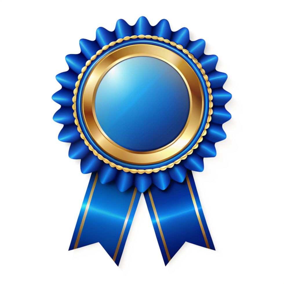 Blue and gold certificate ribbon badge